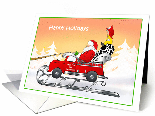 Firefighter Fireman Humor Santa Christmas card (316703)