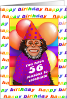 56 Years Old Birthday Cards Humorous Monkey card