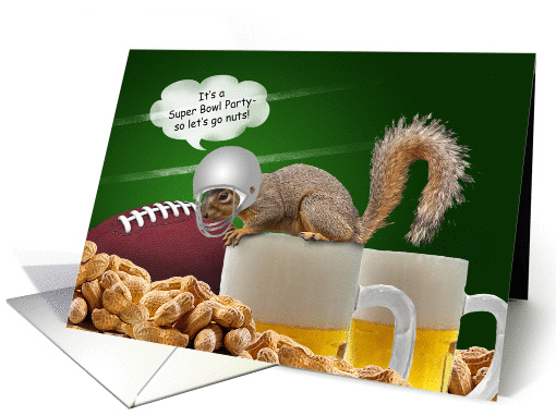 Humorous Squirrel Football Super Bowl Party Invitations card (545420)