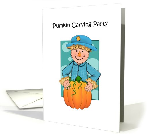 Happy Scarecrow Halloween Pumpkin Carving Party Invitation card