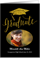 Gold Faux Glitter Photo Graduation Party Invitation card