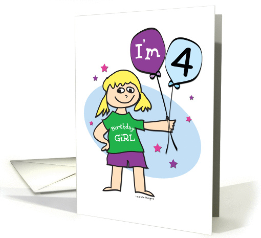 4th Birthday Girl card (902596)