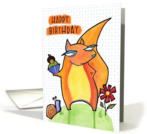 Grouchy Squirrel Birthday dots card (1163268)