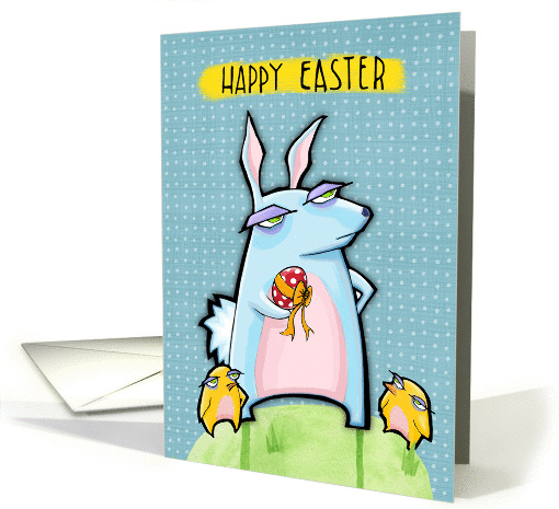 Grouchy Rabbit Easter blue card (1163280)