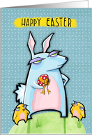 Grouchy Rabbit Easter blue card