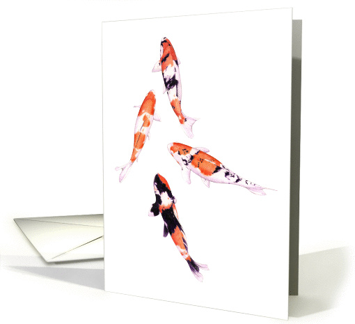 Floating Koi White card (207403)