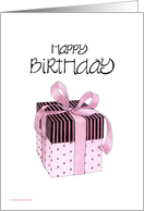 Pink & Black Giftbox Birthday card