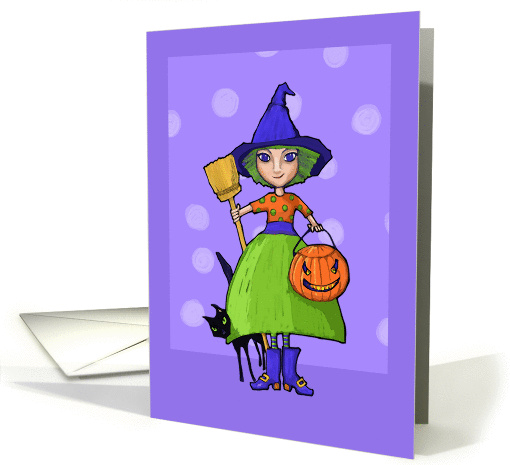 Little Witch purple Halloween card (860073)