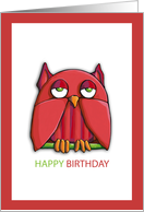 Red Owl Happy Birthday Card