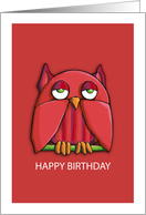 Red Owl red Happy Birthday Card