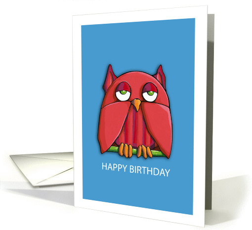 Red Owl aqua Happy Birthday card (909680)
