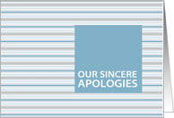 Cornflower Stripe Business Customer/Client Apology Card