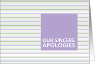 Lilac Stripe Business Customer/Client Apology Card