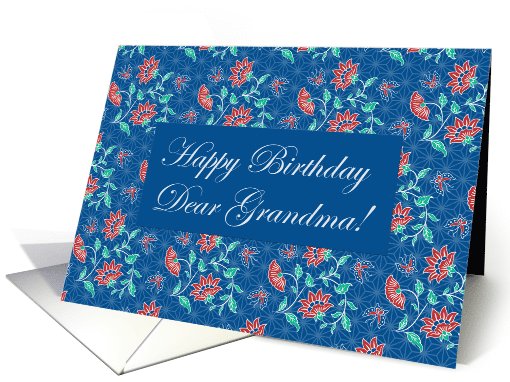 Aiyana Floral Batik Happy Birthday Grandmother card (998989)