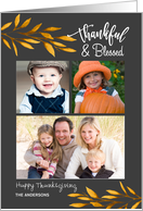 Thankful & Blessed Thanksgiving Holiday Photo Collage Card