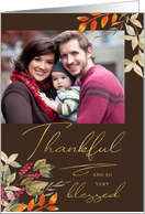 Thankful & Blessed Thanksgiving Fall Holiday Photo Greeting card
