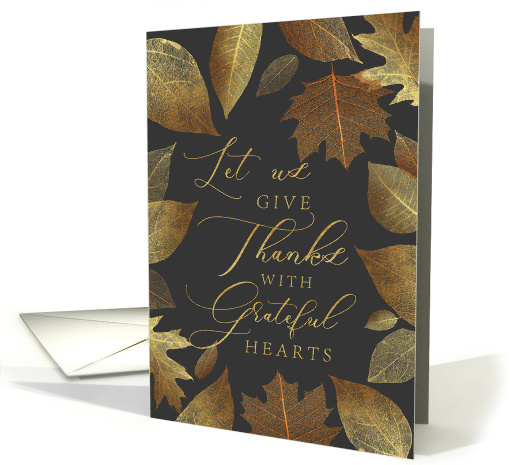 Let Us Give Thanks Golden Leaves Thanksgiving Dinner Invitation card