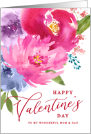 Happy Valentine’s Day Watercolor Bouquet Mom and Dad card