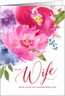 Happy Valentine’s Day to Wife Watercolor Bouquet card