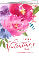 Happy Valentine’s Day Watercolor Bouquet for Couple card