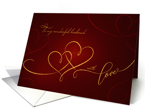 Happy Valentine's Day Husband Gold Hearts with Love card (1596864)