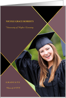 Graduation Announcement Modern Argyle Mauve with Photo card