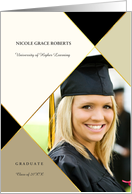 Graduation Announcement Ivory and Sage Argyle with Photo card