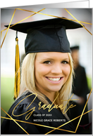 Graduation Announcement Gold Geometric Photo for Daughter card