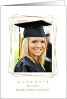 Graduation Announcement for Daughter Gold Geometric Photo Frame White card