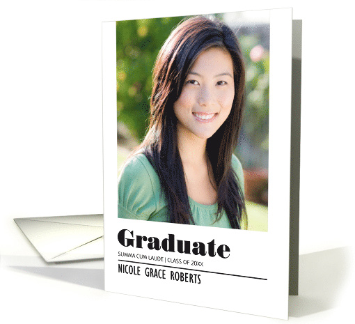 Graduation Announcement Big News Photo in Black and White card