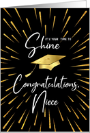Graduation Time to Shine Gold Fireworks - Congratulations Niece card