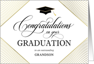 Graduation Congratulations Grandson Elegant Art Deco Gold on White card