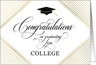College Graduation Congratulations Elegant Art Deco Gold on White card