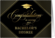 Bachelor’s Degree Graduation Congratulations Elegant Art Deco Black card