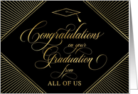 Graduation Congratulations From All of Us Elegant Art Deco Black card
