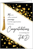 PhD Graduation Congratulations Faux Tassel with Gold Confetti Dots card