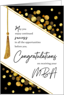 MBA Graduation Congratulations Faux Tassel with Gold Confetti Dots card