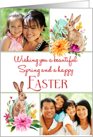 Happy Easter Watercolor Bunnies and Spring Flowers card