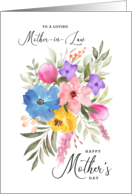 Happy Mother’s Day Mother in Law Pastel Watercolor Bouquet card
