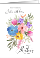 Happy Mother’s Day Sister Pastel Watercolor Bouquet card