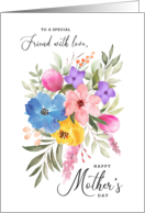 Happy Mother’s Day Friend Pastel Watercolor Bouquet card