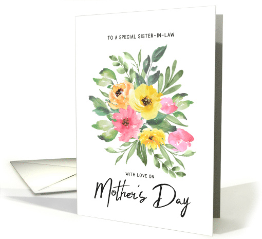 Mother's Day Sister in Law Watercolor Floral Bouquet card (1676634)