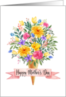 Mother’s Day Ice Cream Cone Flowers Bouquet card
