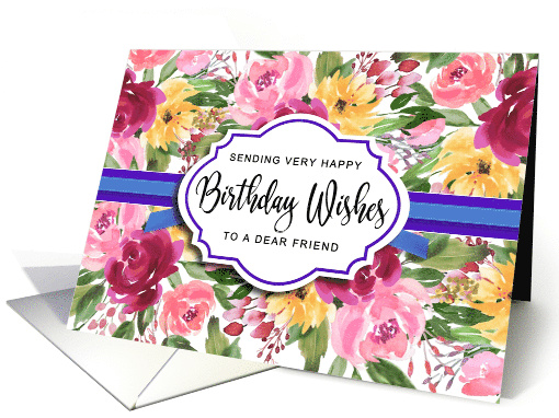 Happy Birthday for Friend Watercolor Peonies card (1678498)