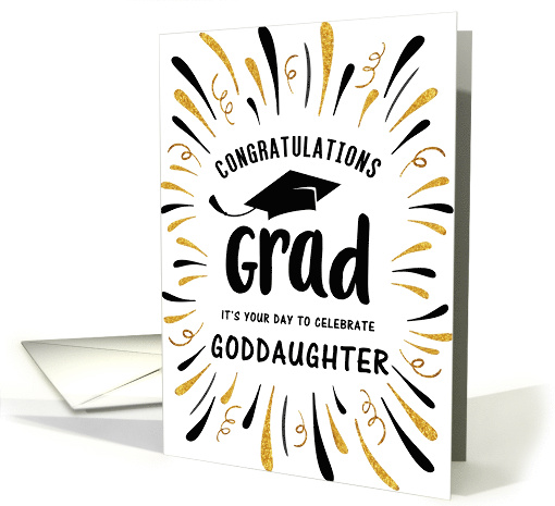 Graduation Congratulations Goddaughter with Festive Streamers card