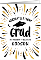 Graduation Congratulations Godson with Festive Streamers card