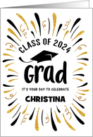 Custom Name Congratulations Class of 2024 Grad with Festive Streamers card