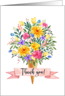 Thank You Ice Cream Cone Flowers Bouquet card