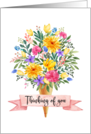 Thinking of You Ice Cream Cone Flowers Bouquet card