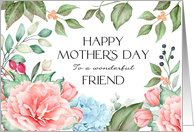 Happy Mothers Day Friend Pink Peony Boho Garland card